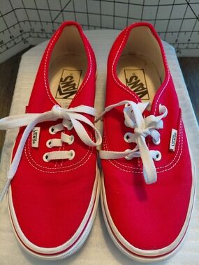 Vans Authentic Low Top Sneakers in Bright Red